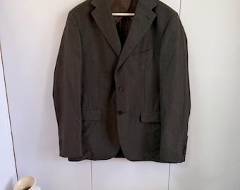 Boggi Milano linnen-wollen blazerjas bruin 2 knopen Made in Italy maat 52