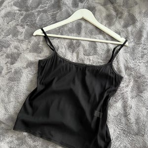 Vintage Prada black silk camisole top, size IT 2 / US 34 / М Women . Made in Italy. Minimalist and elegant wardrobe essential.