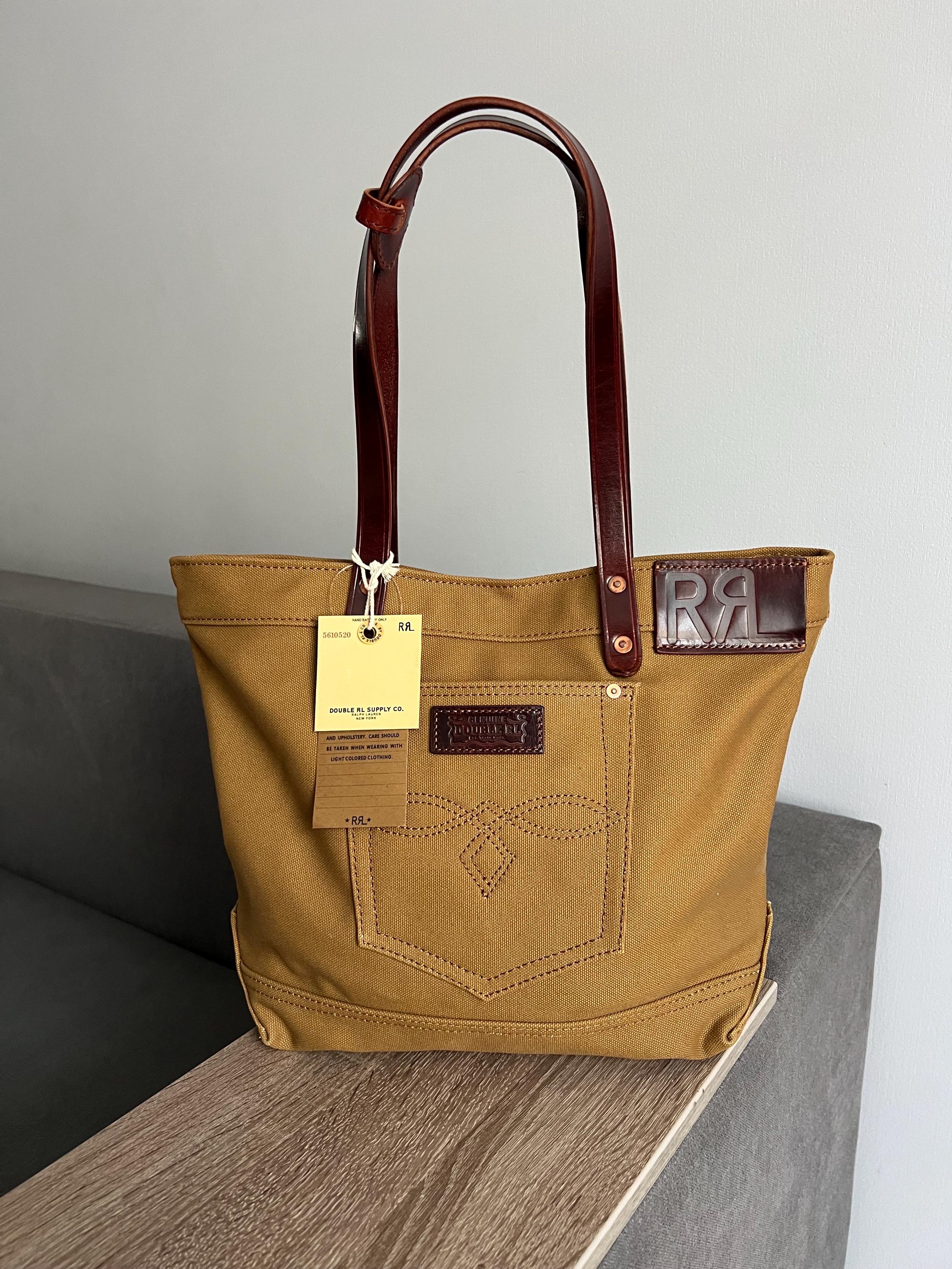 Vintage RRL Double Ralph Lauren Canvas & Leather Tote Denim Bag