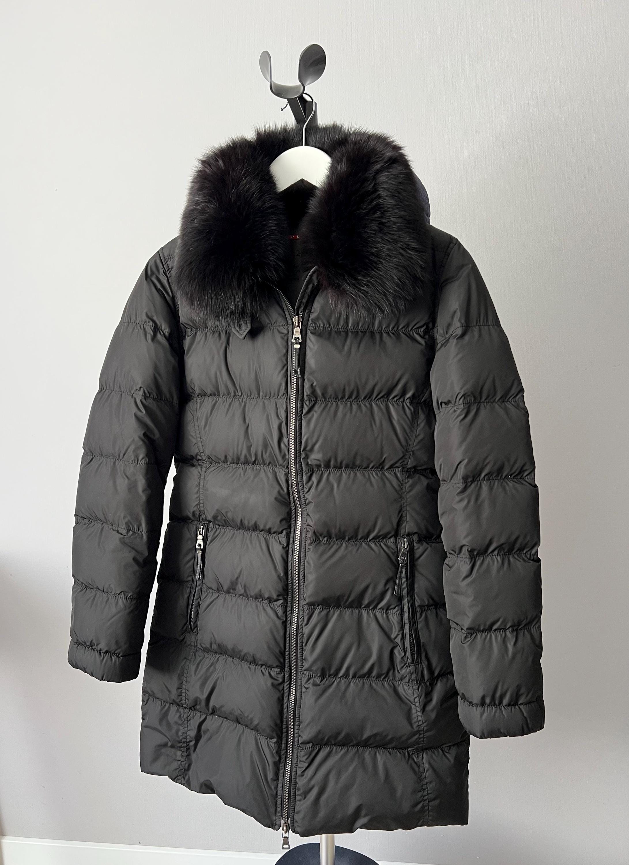 Vintage Prada Women's Black Down Puffer Long Nylon Jacket Coat