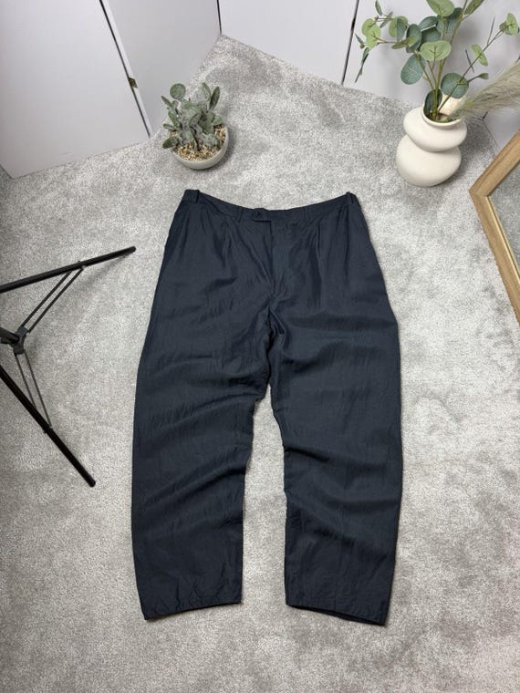 Canali, Canali Made in Italy Linen Silk Trousers Pants Navy Blue Mens Size 58 L