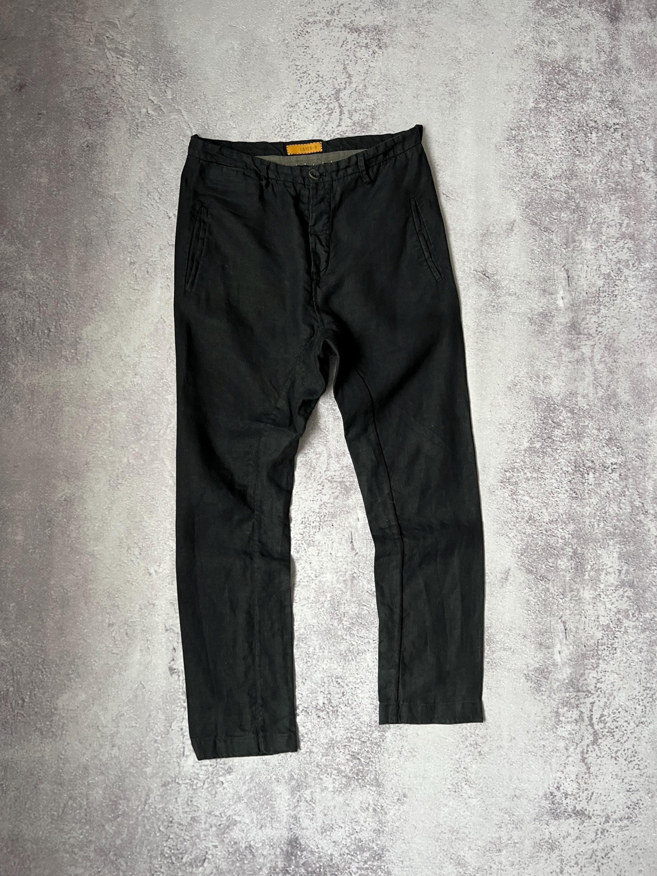 Avant Garde Layer-0 Black 100 % Linen Trousers Pants SS16 Size 
