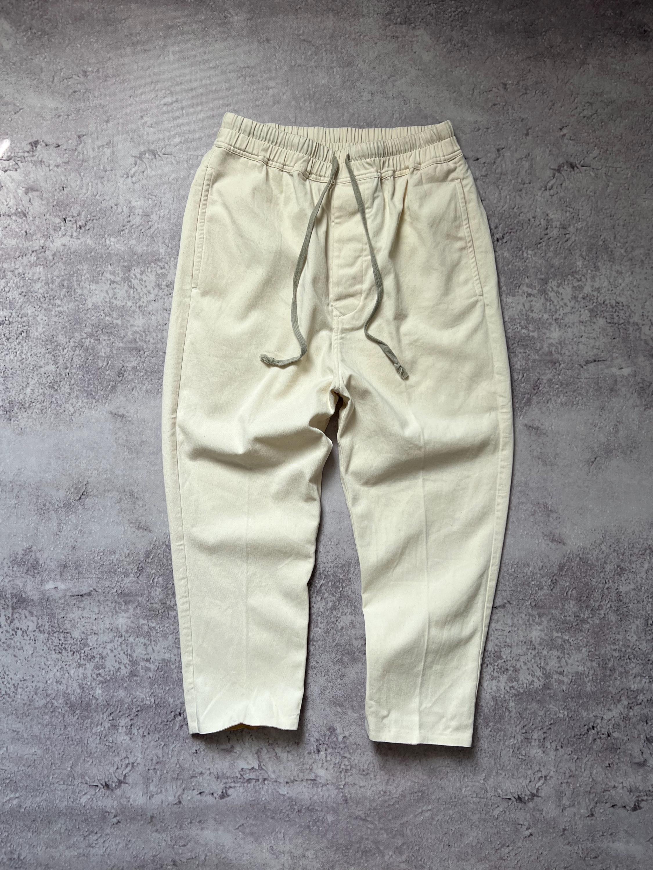 Avant Garde Rick Owens DRKSHDW Women's Cropped Drawstring Pants Cropped Trousers Oversized Pockets Cotton EU 40 / US 4 / S