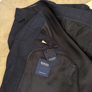 Boggi Milano Mens Wool Blazer Jacket Blue Check Made in Italy Size EU 54R US 44 image 12