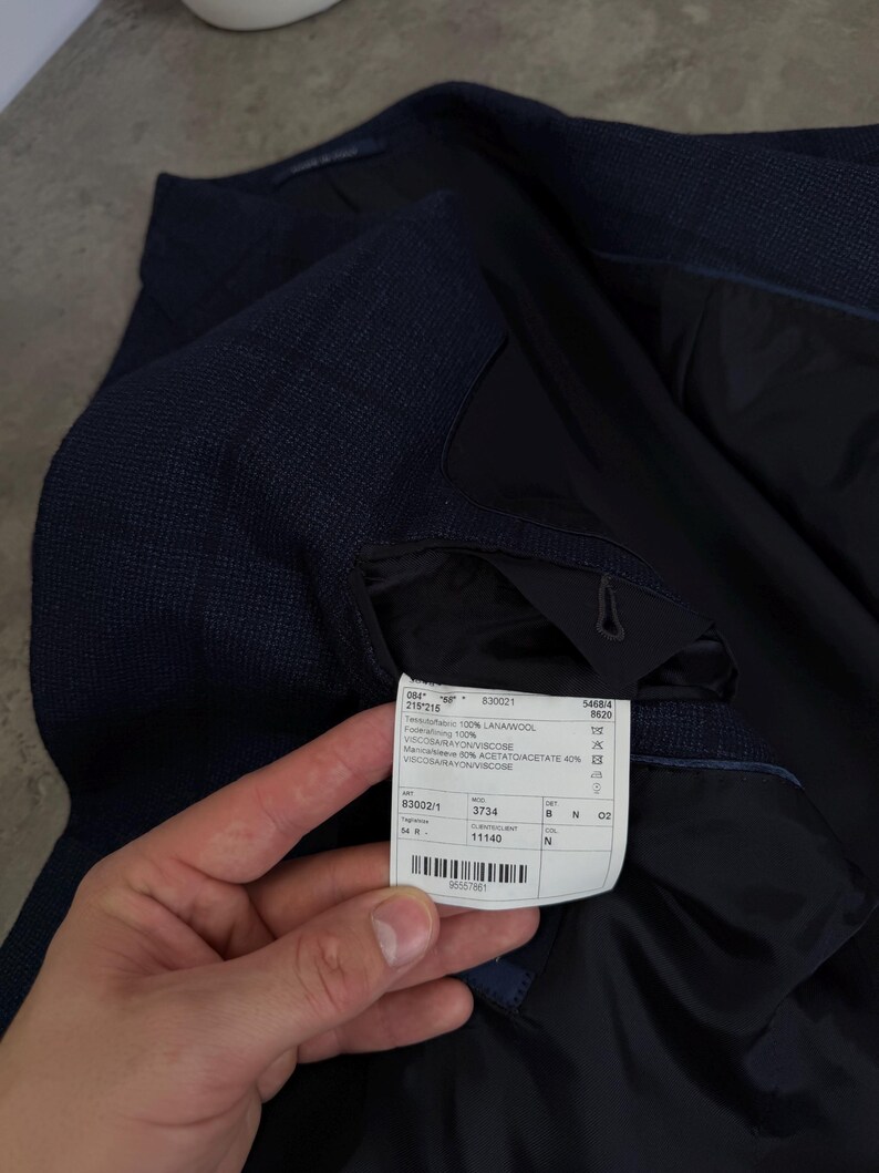 Boggi Milano Mens Wool Blazer Jacket Blue Check Made in Italy Size EU 54R US 44 image 13
