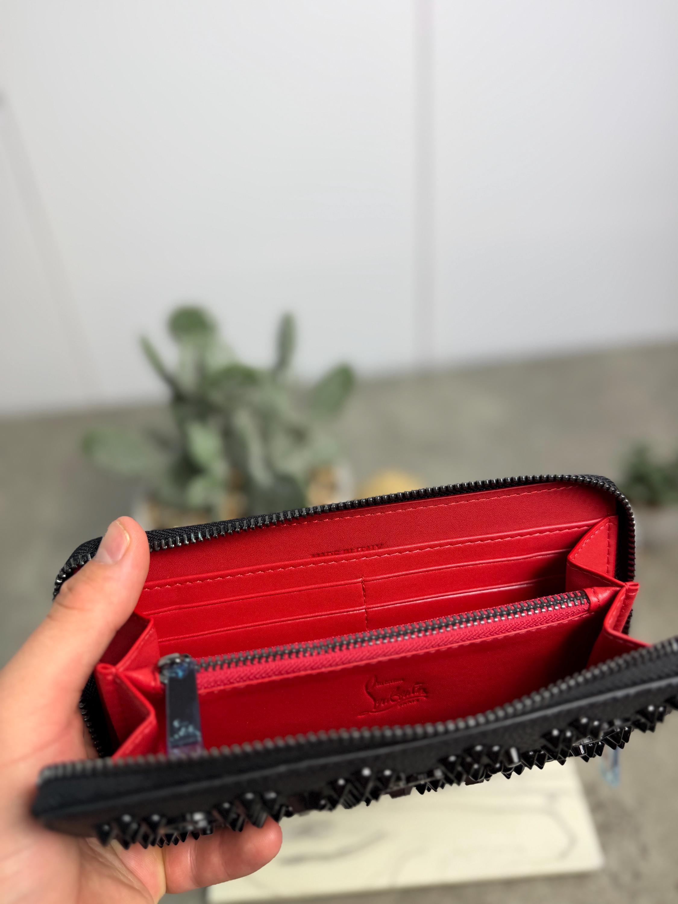 Christian Louboutin Panettone Wallet Black Studded Leather Zip