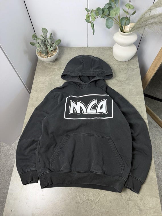 McQ, McQ Alexander McQueen Black Logo Hoodie Sweatshirt Size M Cotton