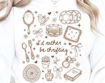 I'd rather be thrifting Png | Antique Shopping Png | Retro Thrift Lover Png | Cottagecore Png | Grandmacore Kitchen Png | Mothers Day png