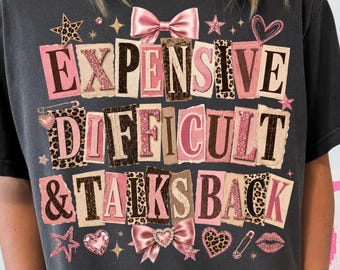 Expensive Difficult & Talks Back Png, Funny Mom Sarcastic Mama Png, Mother's Day Png, Retro Mom Png, Trendy Gold Glitter Western Png