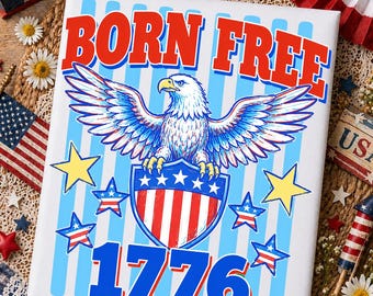 Nato libero nel 1776 PNG, Aquila patriottica PNG, Design per maglietta 4 luglio PNG, USA 250,