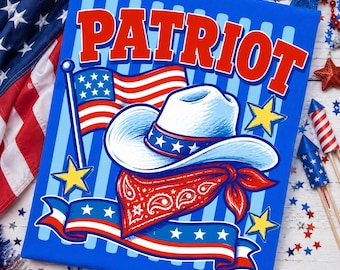 Bandana da cowboy patriota PNG, design per il 4 luglio negli Stati Uniti occidentali (download digitale)