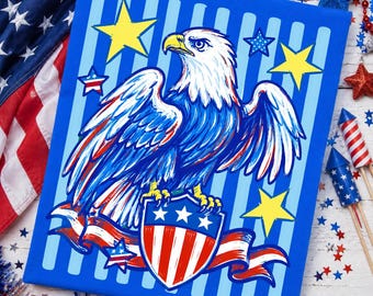 Aquila calva PNG, PNG patriottico USA, Design per maglietta 4 luglio PNG, Aquila americana