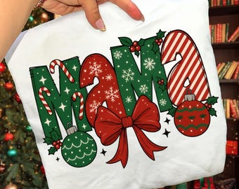 Christmas Mama PNG, Christmas Mama Coquette bow, Christmas Vibes PNG, Holiday Coquette, Christmas Tree Mama, Instant Download.
