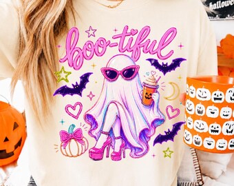 Boo-tiful Ghost PNG, Halloween Fashion Ghost, Spooky Season Graphic (Digital Download)