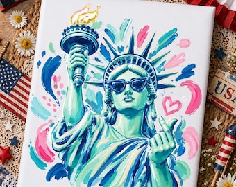 Lady Liberty PNG, Girly USA Preppy 4th of July Design (Sublimation)