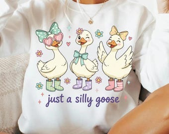 Lustige Gans Kokette PNG, Dumme Gans auf dem losen Sublimationsdesign, Frühlings-Glitter PNG, Boho Blumenmutter-Shirt, adrette Tierkunst
