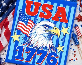 Aquila patriottica PNG, design per maglietta USA 1776, 4 luglio (download digitale)
