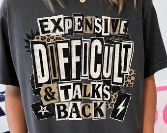 Expensive Difficult & Talks Back Png, Funny Mom Sarcastic Mama Png, Mother's Day Png, Retro Mom Png, Trendy Gold Glitter Western Png