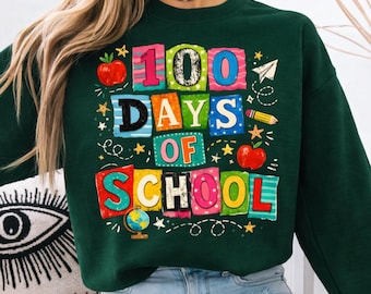 100 Days of School PNG | Colorful Coquette 100th Day Shirt Design | Teacher & Kids School Sublimation PNG | Retro Classroom Digital Download