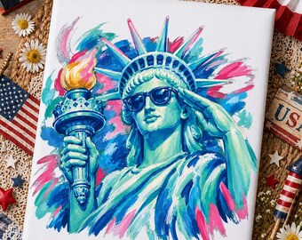 Lady Liberty PNG, Brushstroke USA Art, Patriotic Fashion Design (Digital Download)