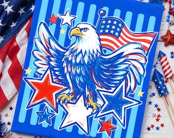 Immagine PNG del 250° anniversario degli Stati Uniti, aquila calva patriottica, bandiera degli Stati Uniti per sublimazione, bandiera americana su sfondo nero (download digitale)