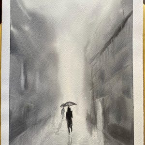 Acquerello Watercolor 24x30 “Giorno di pioggia” su carta cotone 100%