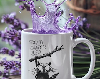 funny raccoon mug, this is a stick up, cute animal pun gift, raccoon gift, workplace gift, office humor, funny animal mug, raccoon meme