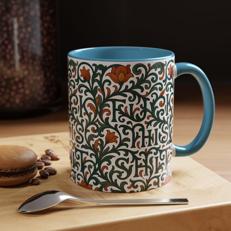 Hidden Phrase Coffee Mug, Fuck This Shit, Floral Mug, Cussword Mug, Hidden Swear Word Mug, Subtle Profanity Mug, Hidden Message Mug, Vines Light Blue