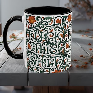 Hidden Phrase Coffee Mug, Fuck This Shit, Floral Mug, Cussword Mug, Hidden Swear Word Mug, Subtle Profanity Mug, Hidden Message Mug, Vines image 3