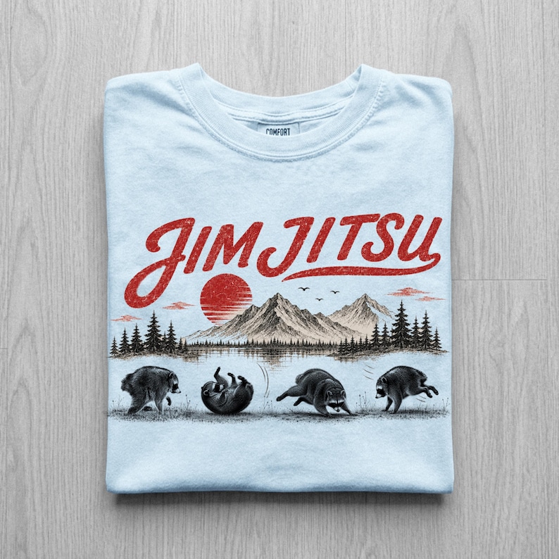 Jimothy Shirt, Jim Jitsu Shirt, Viral Seattle Raccoon Tee, Trendy Raccoon Meme Shirt, Jimothy racoon tee, oversize, famous Seattle raccoon Chambray
