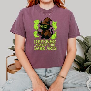 Black Wizard Cat Shirt, Ghost Dogs, Comfort Colors, Halloween Shirt, Wizard Wand, Magical Hat, Defense Against Bark Arts, Cute Cat Shirt Berry