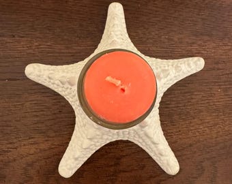 Partylite White Resin Starfish Tea Light/Votive Candle Holder Coastal Beach