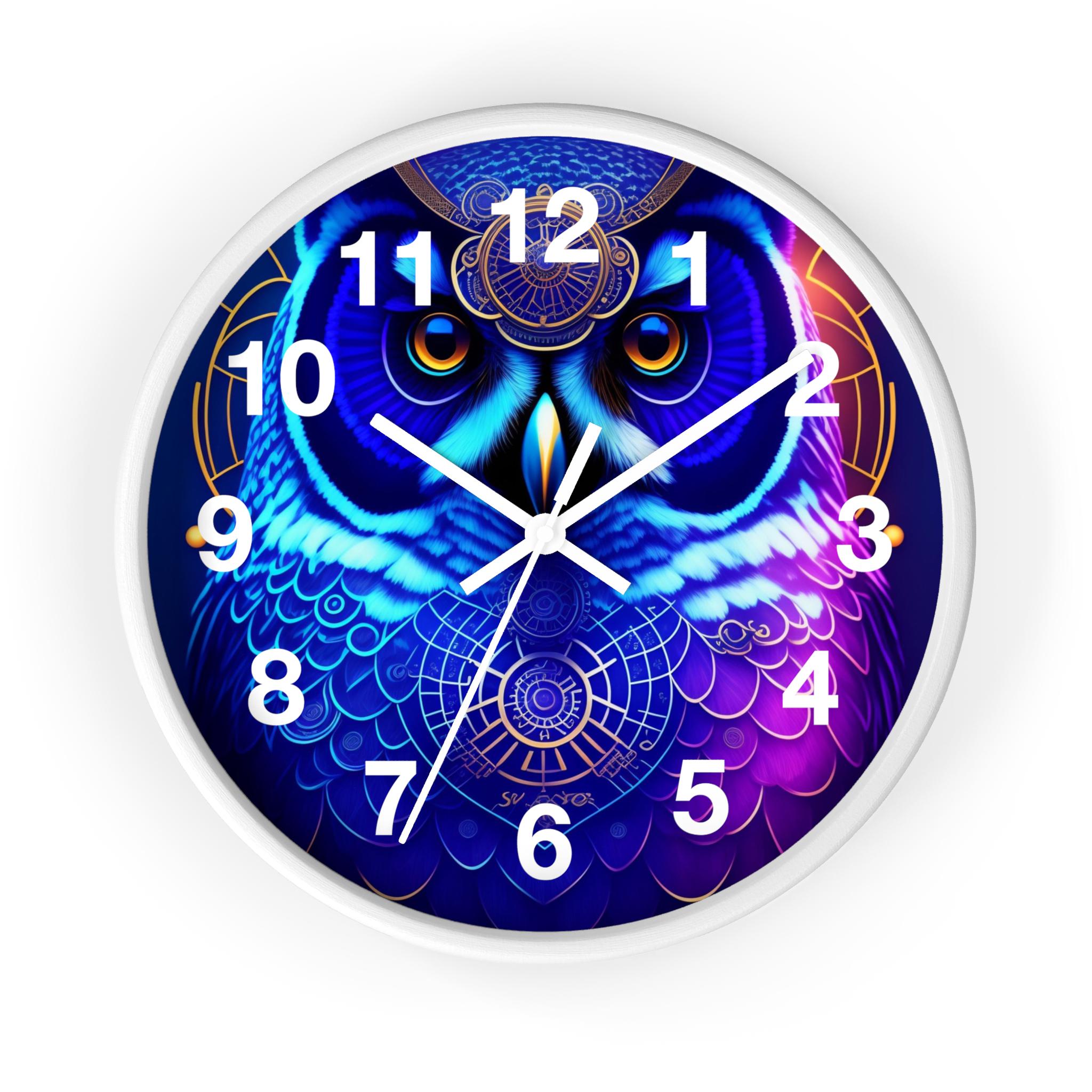 Vibrant Owl Wall Clock: Boho Home Decor, Nature Art (10")