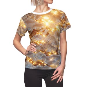 Glistening Waves Women&#39;s Tee, Unique Print Top, Casual Chic Shirt, Summer Fashion, Gift for Her, Trendy Everyday Wear