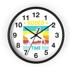 Rodeo Time Wall Clock | Western Decor for Home, Cowboy Gifts, Rustic Style, Gift for Rodeo Lovers,  Frontier Themed