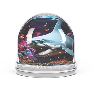 Shark-Themed Snow Globe, Ocean Decor, Nautical Gift, Unique Home Decor, Marine Life Collectible, Fun Gift Idea