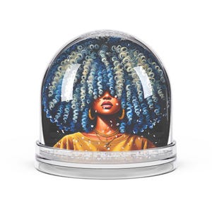 Decoración de bolas de nieve / Decoración afrocéntrica para el hogar / Regalo único para Navidad, cumpleaños y celebraciones / Arte con cabello rizado