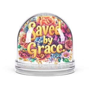 Bola de nieve con flores de colores, decoración del hogar, regalo para amigos, recuerdo inspirador, &quot;Salvado por gracia&quot;, decoración floral