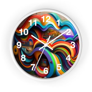 Vibrant Abstract Wall Clock, Colorful Home Decor, Bohemian Style Clock, Unique Gift for Art Lovers, Psychedelic Wall Art