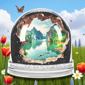 Bola de nieve con paisaje sereno, decoración para el hogar, regalo para amantes de la naturaleza, adorno navideño, recuerdo de viaje, decoración relajante