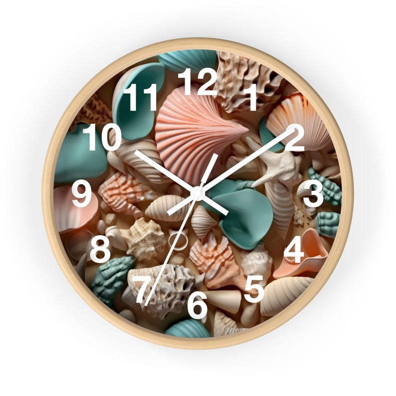 Coastal-inspired Shell Wall Clock, Beach Decor, Nautical Timepiece ...