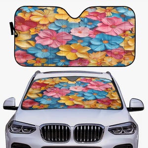 Beautiful flowers Foldable Car Windshield Sun Shade, UV Blocker, Sun Visor Protector, Auto Sunshade, Car Accessory, Cooling Car Shade