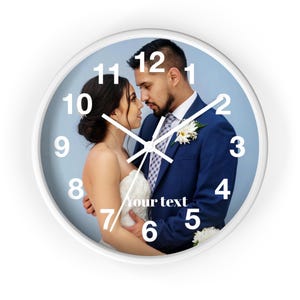 Personalized Photo Wall Clock for Home Decor, Engagement Gift, Wedding Present, Anniversary Decor, Customizable Timepiece