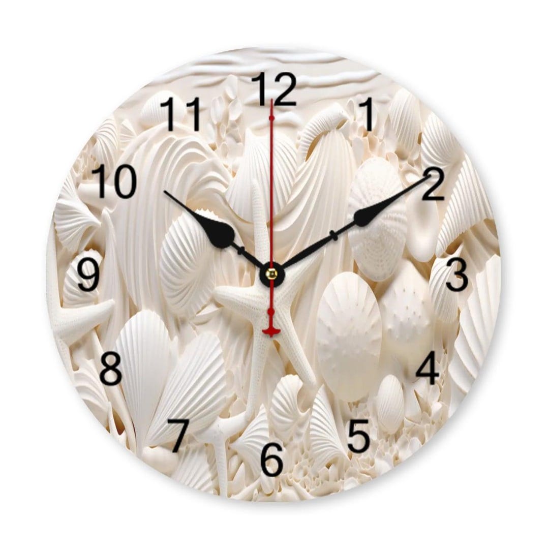 Seashell Starfish Wall Clock – Silent Coastal Beach Home Decor - Etsy