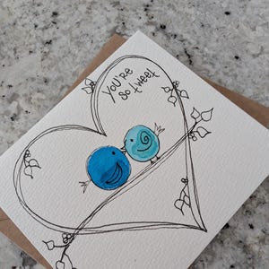 Carte aquarelle oiseaux d'amour