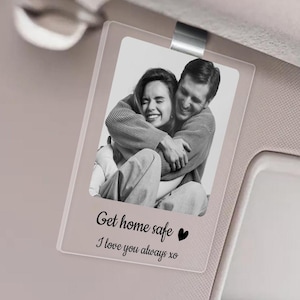 Personalized Car Visor Clip with Your Photo and Text - Christmas Gifts Drive Safe Daddy Gifts Car Decor for Couple Family