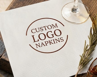 Servilletas con logotipo personalizado | Servilletas de cóctel personalizadas con tu diseño, foto y texto | Imprime cualquier logotipo en servilletas para eventos y fiestas.