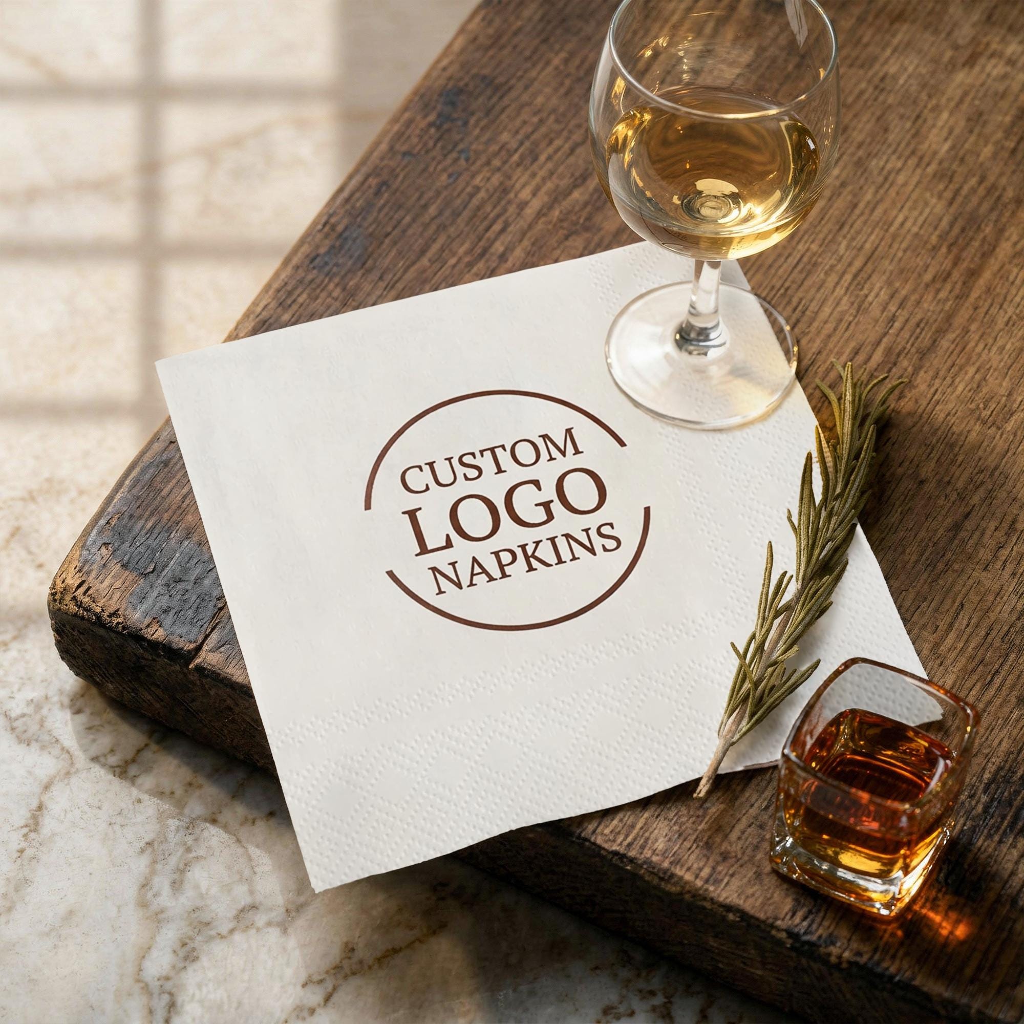 Custom Logo Napkins | Personalized Photo Cocktail Napkin with Your Design, Photo & Text | Print Any Logo on Napkins for Party Events Company