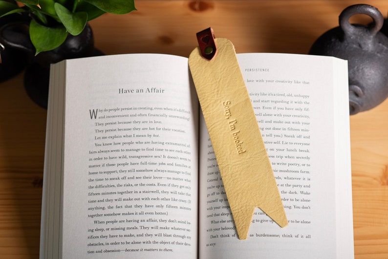 Personalized Gift: Custom Leather Bookmark Gift for Book Lovers, Leather Anniversary for Her, Birthday Gift, Father's Day, Handmade in USA image 1