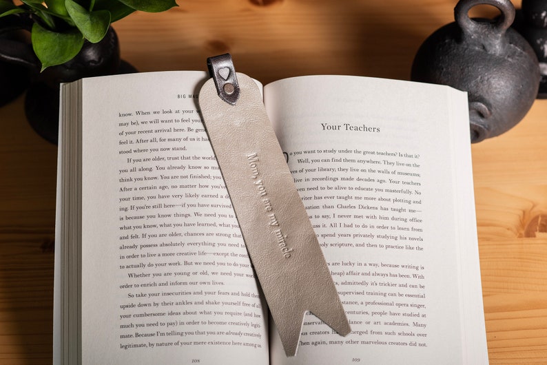 Bridesmaids Gift: Personalized Custom Leather Bookmark Leather Anniversary, Gift For Her, Wedding Gift, Handmade in USA image 1